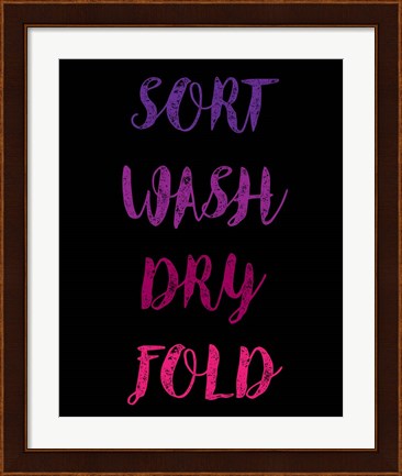 Framed Sort Wash Dry Fold  - Black and Purple Print
