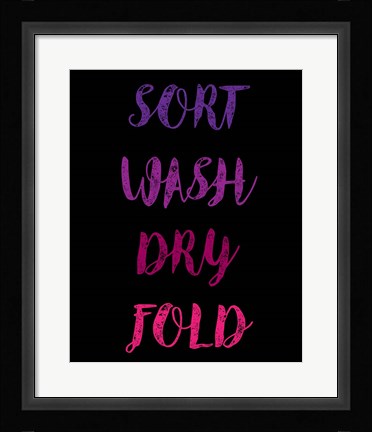 Framed Sort Wash Dry Fold  - Black and Purple Print