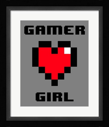 Framed Gamer Girl  - Gray Print