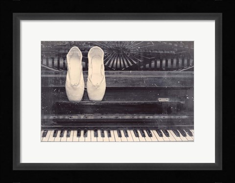 Framed Ballet Shoes And Piano Old Photo Style Dust and Scratches Print