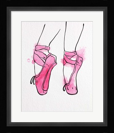 Framed Ballet Shoes En Pointe Pink Watercolor Part I Print