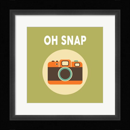 Framed OH SNAP Camera Green Print