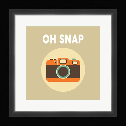 Framed OH SNAP Camera Beige Print