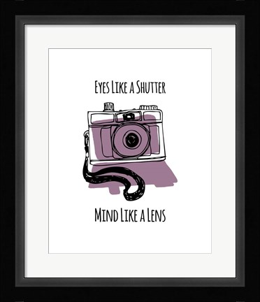 Framed Eyes Like A Shutter Mind Like A Lens Camera Doodle Purple Print
