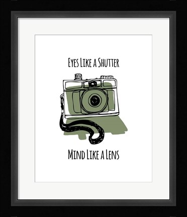 Framed Eyes Like A Shutter Mind Like A Lens Camera Doodle Green Print
