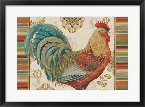 Framed Rooster Rainbow IIIA Print