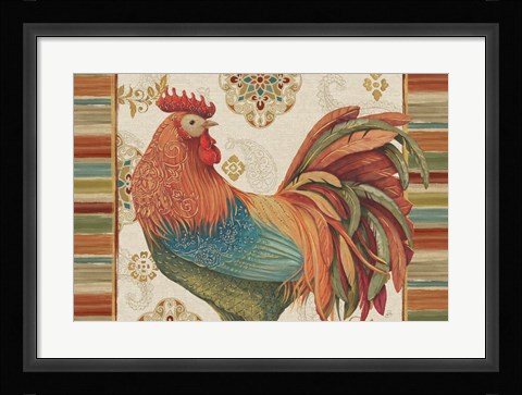 Framed Rooster Rainbow IA Print