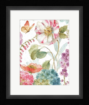 Framed Rainbow Seeds Flowers II Crop on Wood Print