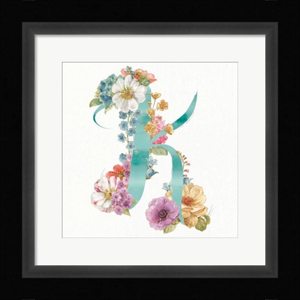 Framed Rainbow Seeds Monogram K Print