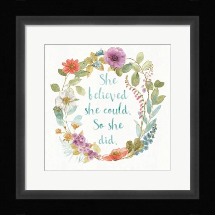 Framed Rainbow Seeds Wreath I Print