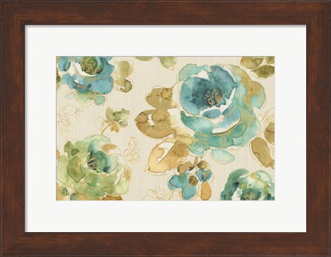 Framed My Greenhouse Roses I Linen Print