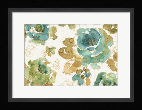 Framed My Greenhouse Roses I on Wood Print