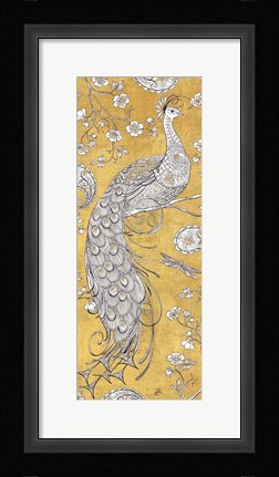 Framed Color my World Ornate Peacock II Gold Print