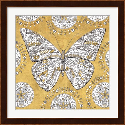 Framed Color my World Butterfly I Gold Print