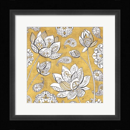 Framed Color My World Lotus I Gold Print