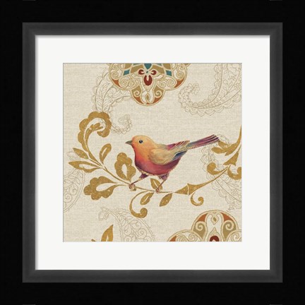 Framed Bird Rainbow Orange Print