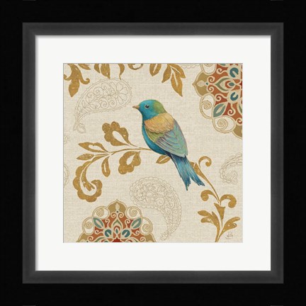 Framed Bird Rainbow Blue and Yellow Print