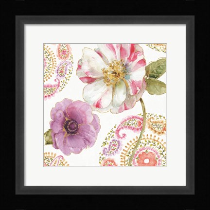 Framed Rainbow Seeds Paisley I Print