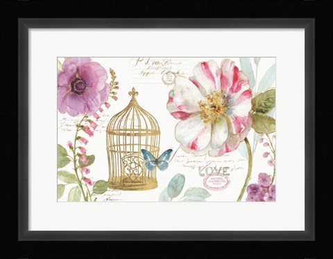 Framed Rainbow Seeds Floral Birdcage I Print