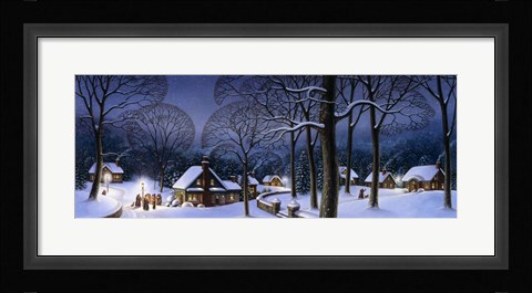 Framed Winter Scene Carollers Print