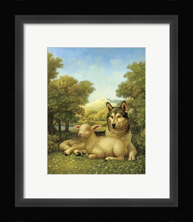 Framed Wolf Lies Down With The Lamb Print