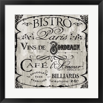 Framed Paris Bistro III Print