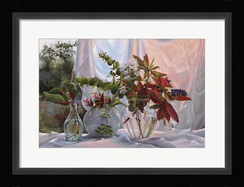 Framed Fiori e Sfumature Rosse Print