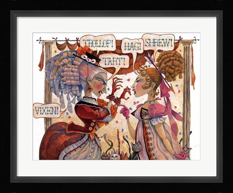 Framed Cat Fight Print