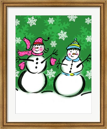 Framed Silly Snowmen V Print