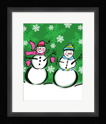 Framed Silly Snowmen V Print