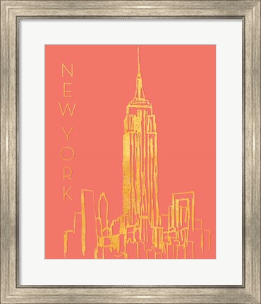 Framed New York on Coral Print