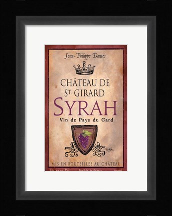 Framed Still Life Wine Label VII Print