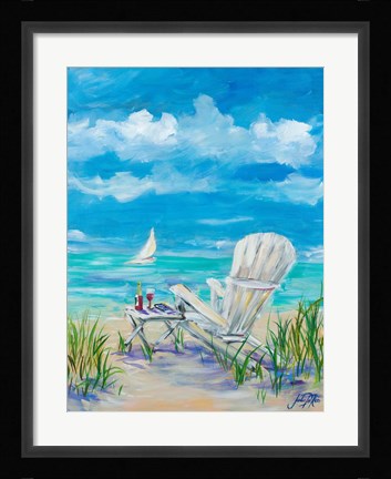 Framed Beach Lounging Print