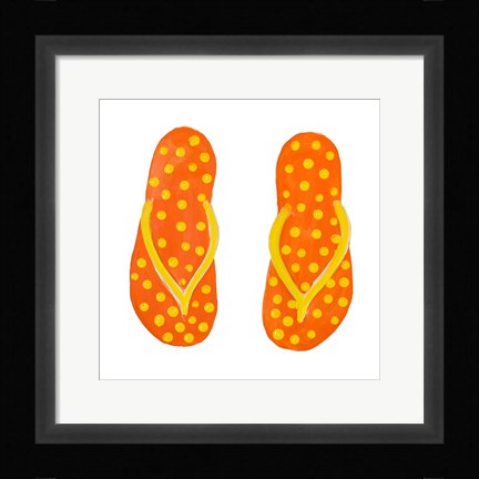 Framed Polka Dot Flip Flops III Print