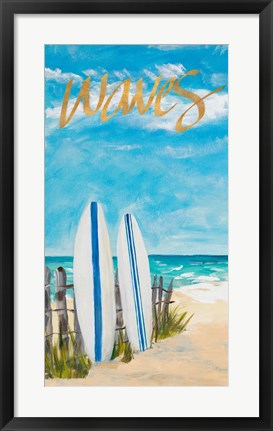 Framed Waves and Surf Print