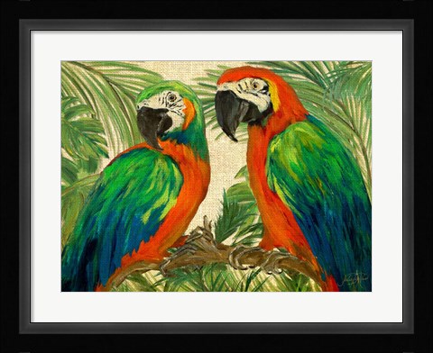 Framed Island Birds on Burlap Print