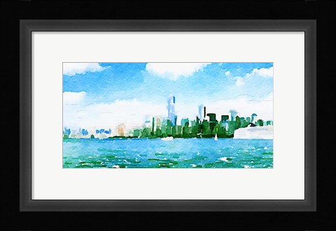 Framed Watercolor NYC Skyline I Print