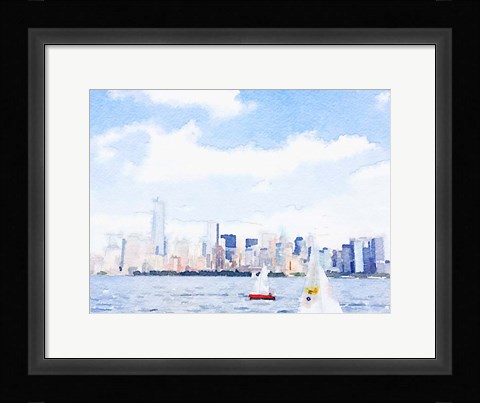 Framed Watercolor NYC Skyline II Print