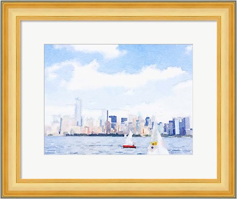Framed Watercolor NYC Skyline II Print
