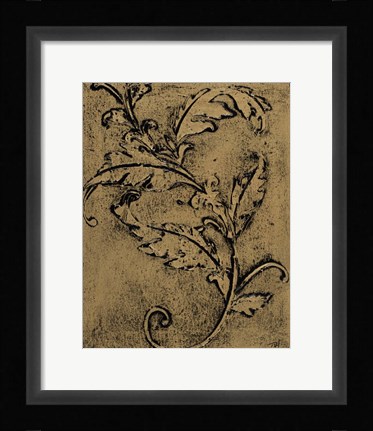 Framed Leaf Scroll I Print