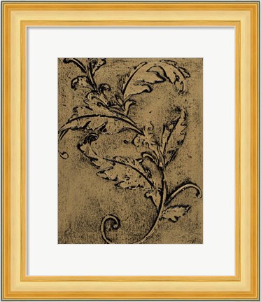Framed Leaf Scroll I Print