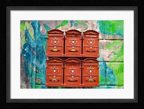 Framed City Mail Boxes Print