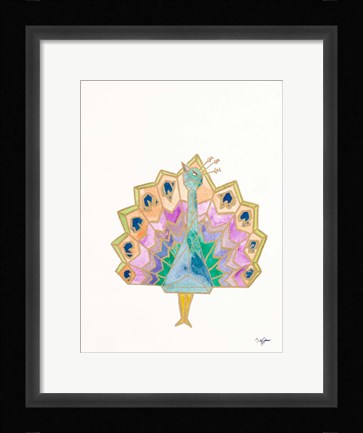 Framed Origami Peacock Print
