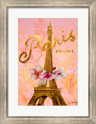 Framed Gold Paris Eiffel Panel Print