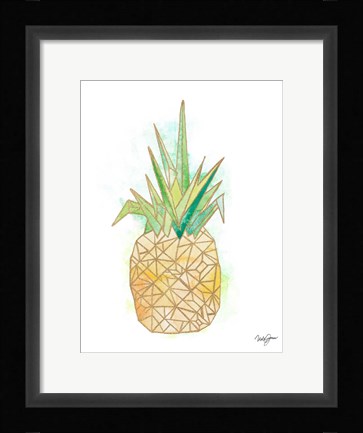 Framed Watercolor Origami Pineapple Print