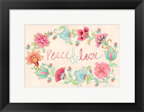 Framed Peace and Love Wreath Print