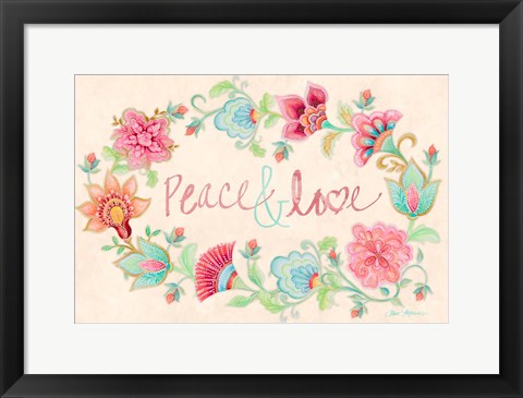 Framed Peace and Love Wreath Print