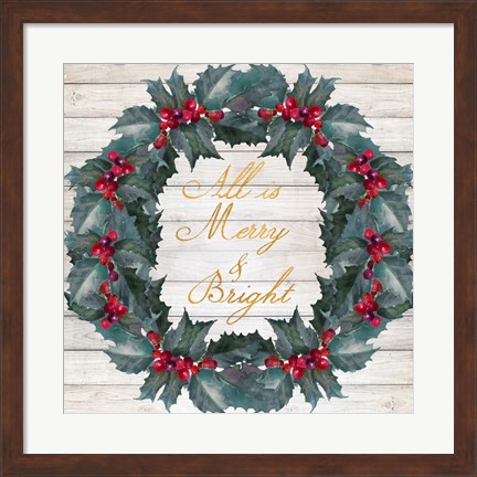 Framed All Is Merry &amp; Bright Print