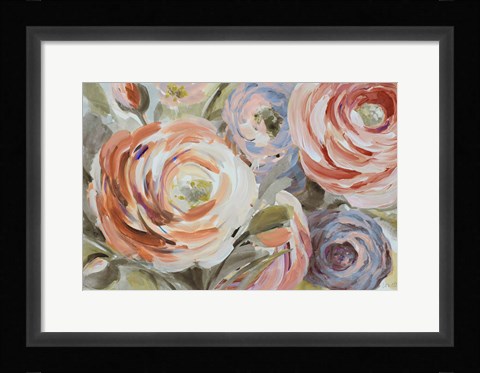 Framed Orange &amp; Violet Ranunculus Print