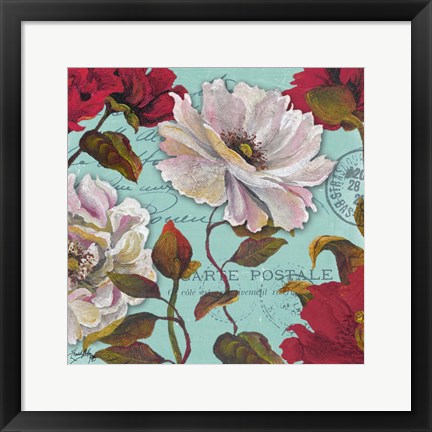 Framed Paris Aqua Flowers II Print
